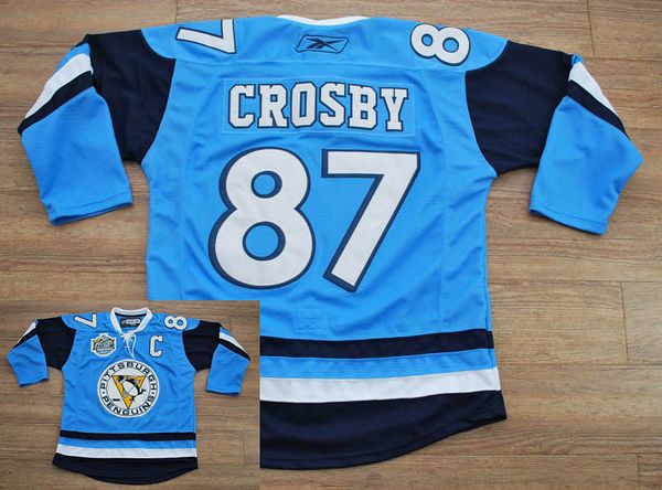 Penguins #87 Sidney Crosby Stitched Baby Blue 2011 Winter Classic Vintage NHL Jersey