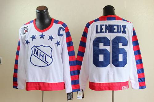 Penguins #66 Mario Lemieux White All Star CCM Throwback 75TH Stitched NHL Jersey - Click Image to Close