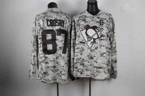 Penguins #87 Sidney Crosby Camo Stitched NHL Jersey - Click Image to Close