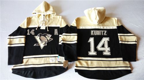 Penguins #14 Chris Kunitz Black Sawyer Hooded Sweatshirt Stitched NHL Jersey