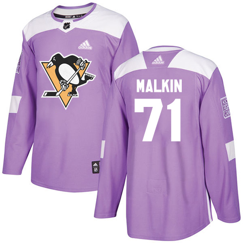 Adidas Penguins #71 Evgeni Malkin Purple Authentic Fights Cancer Stitched NHL Jersey