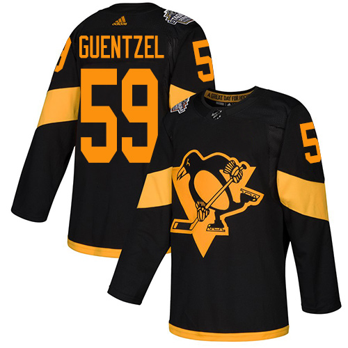 Adidas Penguins #59 Jake Guentzel Black Authentic 2019 Stadium Series Stitched NHL Jersey - Click Image to Close