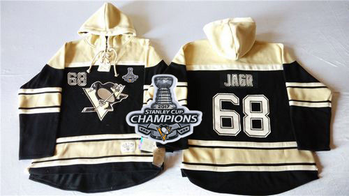 Penguins #68 Jaromir Jagr Black Sawyer Hooded Sweatshirt 2017 Stanley Cup Finals Champions Stitched NHL Jersey