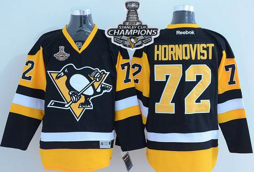 Penguins #72 Patric Hornqvist Black Alternate 2017 Stanley Cup Finals Champions Stitched NHL Jersey