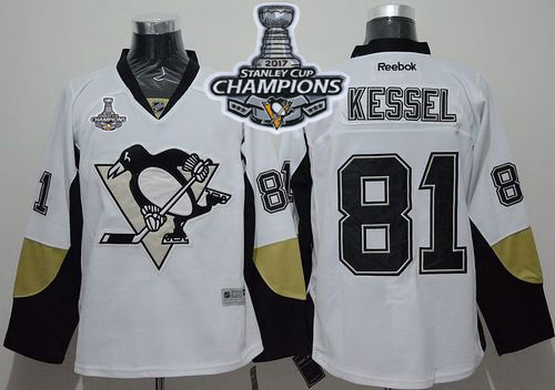 Penguins #81 Phil Kessel White Away 2017 Stanley Cup Finals Champions Stitched NHL Jersey - Click Image to Close