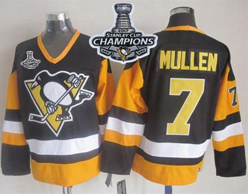 Penguins #7 Joe Mullen Black CCM Throwback 2017 Stanley Cup Finals Champions Stitched NHL Jersey