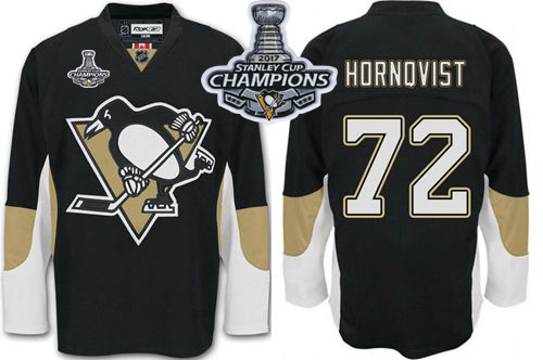 Penguins #72 Patric Hornqvist Black Home 2017 Stanley Cup Finals Champions Stitched NHL Jersey - Click Image to Close