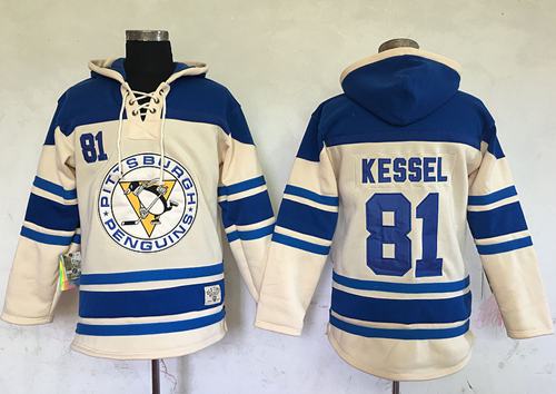 Penguins #81 Phil Kessel Cream Sawyer Hooded Sweatshirt Stitched NHL Jersey