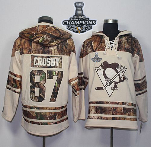 Penguins #87 Sidney Crosby Cream/Camo 2017 Stanley Cup Finals Champions Stitched NHL Jersey