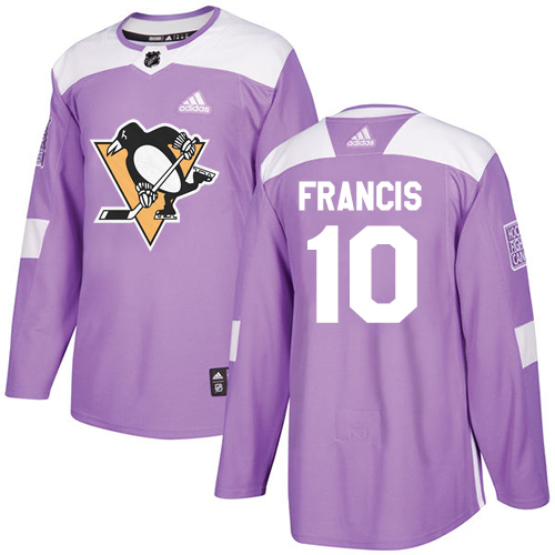 Adidas Penguins #10 Ron Francis Purple Authentic Fights Cancer Stitched NHL Jersey - Click Image to Close