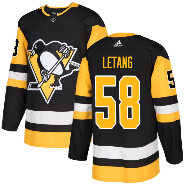 Adidas Penguins #58 Kris Letang Black Home Authentic Stitched NHL Jersey - Click Image to Close