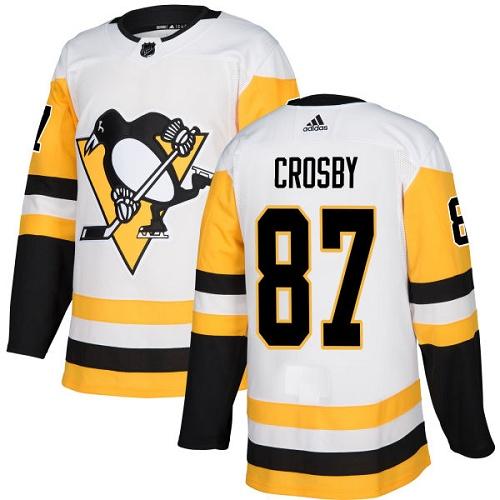 Adidas Penguins #87 Sidney Crosby White Road Authentic Stitched NHL Jersey - Click Image to Close