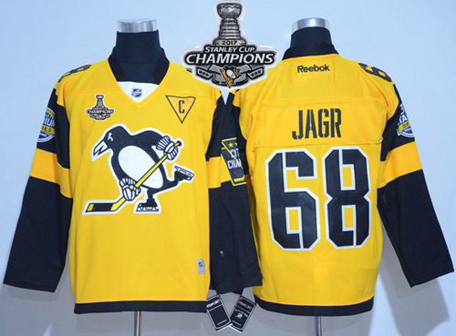 Penguins #68 Jaromir Jagr Gold 2017 Stadium Series Stanley Cup Finals Champions Stitched NHL Jersey