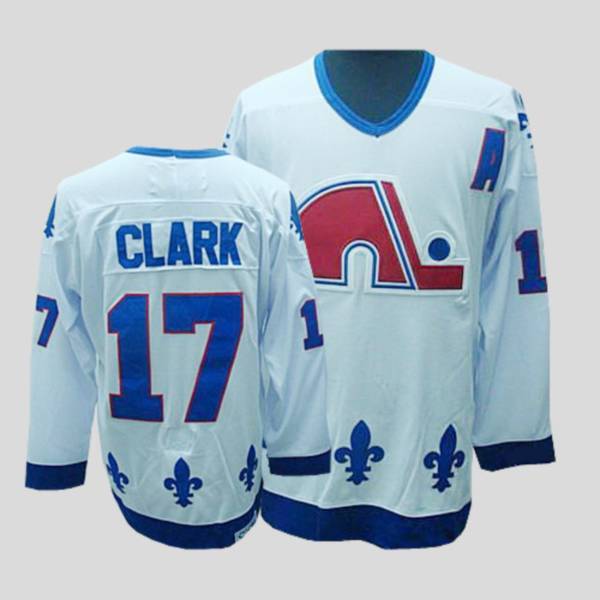 Nordiques #17 Wendel Clark Stitched CCM Throwback White NHL Jersey