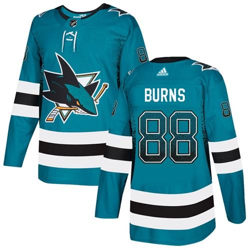 Adidas Sharks #88 Brent Burns Teal Home Authentic Drift Fashion Stitched NHL Jersey