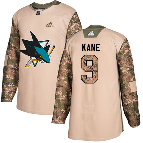 Adidas Sharks #9 Evander Kane Camo Authentic 2017 Veterans Day Stitched NHL Jersey