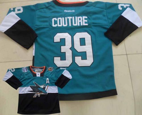 Sharks #39 Logan Couture Teal/Black 2015 Stadium Series Stitched NHL Jersey - Click Image to Close