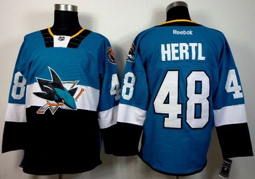 Sharks #48 Tomas Hertl Teal/Black 2015 Stadium Series Stitched NHL Jersey - Click Image to Close