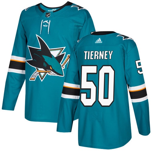 Adidas Sharks #50 Chris Tierney Teal Home Authentic Stitched NHL Jersey