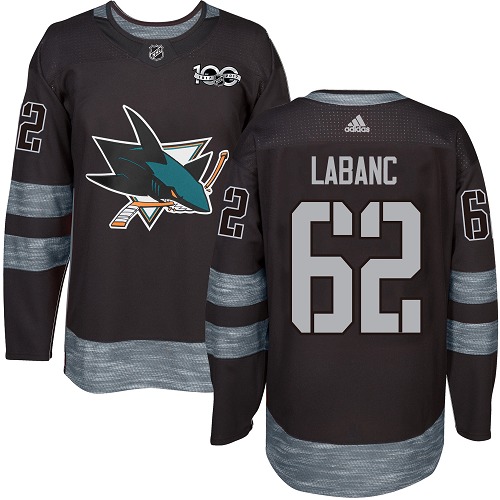 Adidas Sharks #62 Kevin Labanc Black 1917-2017 100th Anniversary Stitched NHL Jersey