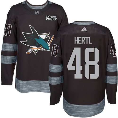 Adidas Sharks #48 Tomas Hertl Black 1917-2017 100th Anniversary Stitched NHL Jersey