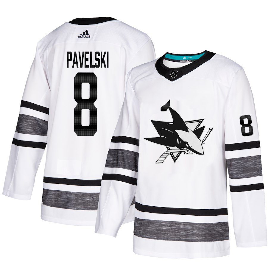 Adidas Sharks #8 Joe Pavelski White Authentic 2019 All-Star Stitched NHL Jersey - Click Image to Close