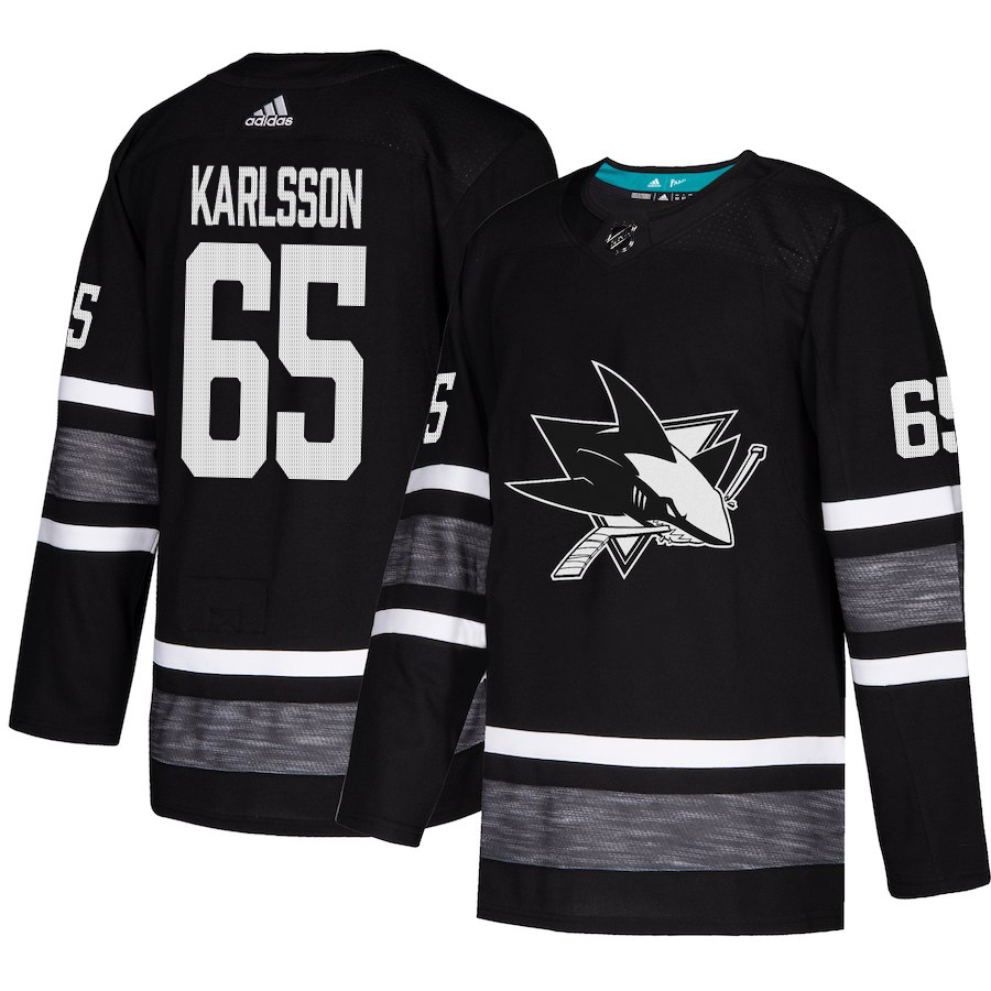 Adidas Sharks #65 Erik Karlsson Black Authentic 2019 All-Star Stitched NHL Jersey - Click Image to Close