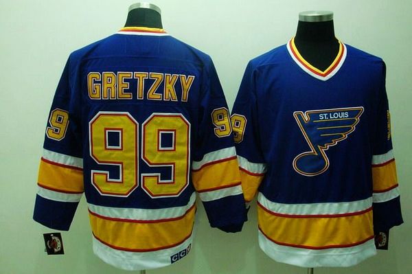 Blues #99 Wayne Gretzky Stitched Blue CCM Throwback NHL Jersey - Click Image to Close