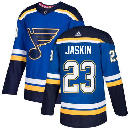 Adidas Blues #23 Dmitrij Jaskin Blue Home Authentic Stitched NHL Jersey - Click Image to Close