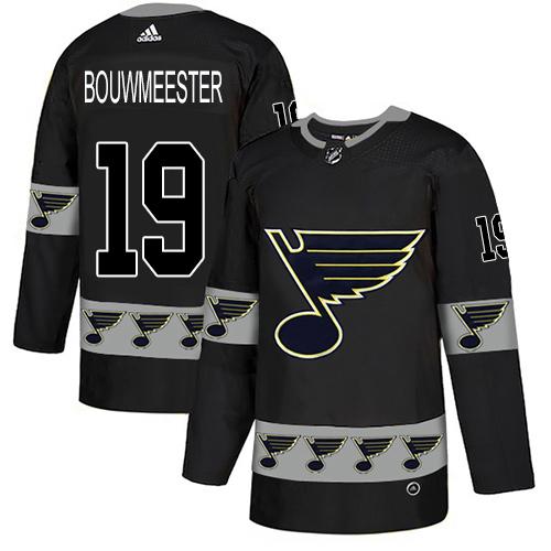 Adidas Blues #19 Jay Bouwmeester Black Authentic Team Logo Fashion Stitched NHL Jersey