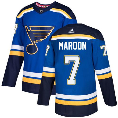 Adidas Blues #7 Patrick Maroon Blue Home Authentic Stitched NHL Jersey