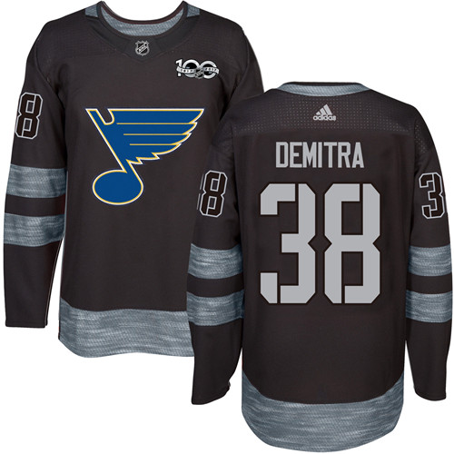 Adidas Blues #38 Pavol Demitra Black 1917-2017 100th Anniversary Stitched NHL Jersey