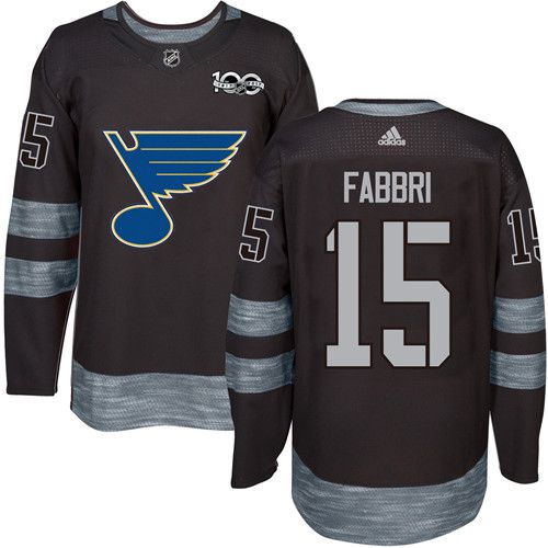 Adidas Blues #15 Robby Fabbri Black 1917-2017 100th Anniversary Stitched NHL Jersey