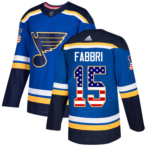 Adidas Blues #15 Robby Fabbri Blue Home Authentic USA Flag Stitched NHL Jersey