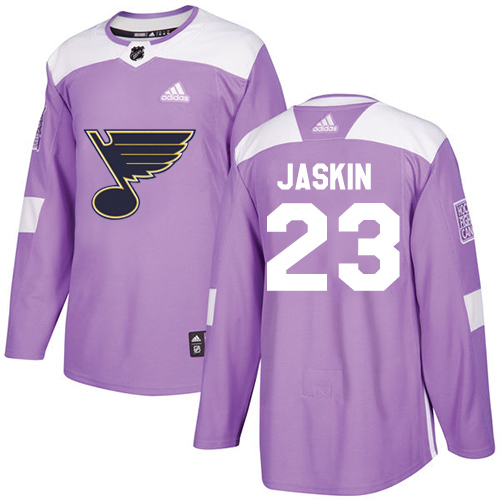 Adidas Blues #23 Dmitrij Jaskin Purple Authentic Fights Cancer Stitched NHL Jersey - Click Image to Close