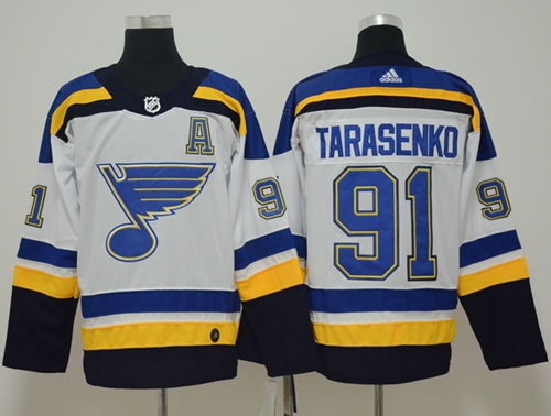 Adidas Blues #91 Vladimir Tarasenko White Road Authentic Stitched NHL Jersey - Click Image to Close