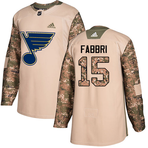 Adidas Blues #15 Robby Fabbri Camo Authentic 2017 Veterans Day Stitched NHL Jersey - Click Image to Close