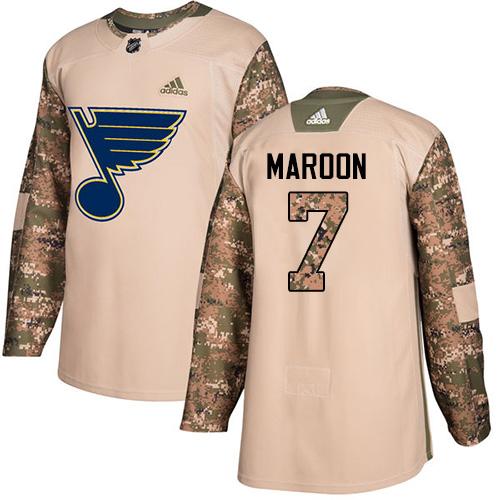 Adidas Blues #7 Patrick Maroon Camo Authentic 2017 Veterans Day Stitched NHL Jersey