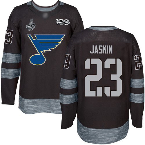 Blues #23 Dmitrij Jaskin Black 1917-2017 100th Anniversary Stanley Cup Final Bound Stitched Hockey Jersey