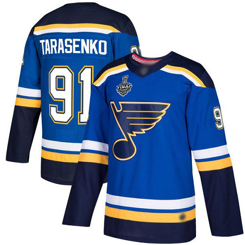 Blues #91 Vladimir Tarasenko Blue Home Authentic Stanley Cup Final Bound Stitched Hockey Jersey