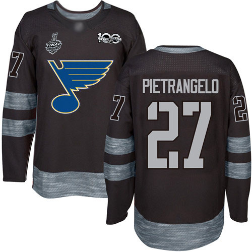 Blues #27 Alex Pietrangelo Black 1917-2017 100th Anniversary Stanley Cup Final Bound Stitched Hockey Jersey