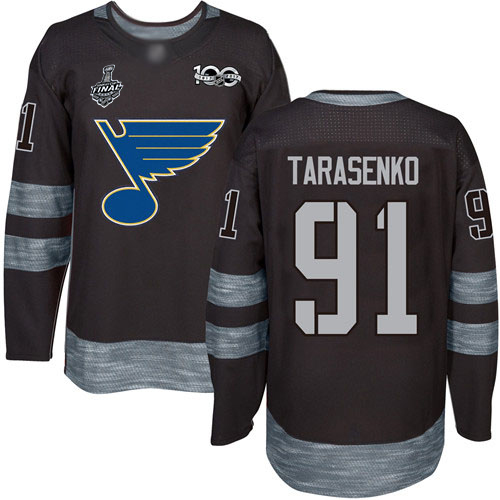 Blues #91 Vladimir Tarasenko Black 1917-2017 100th Anniversary Stanley Cup Final Bound Stitched Hockey Jersey - Click Image to Close