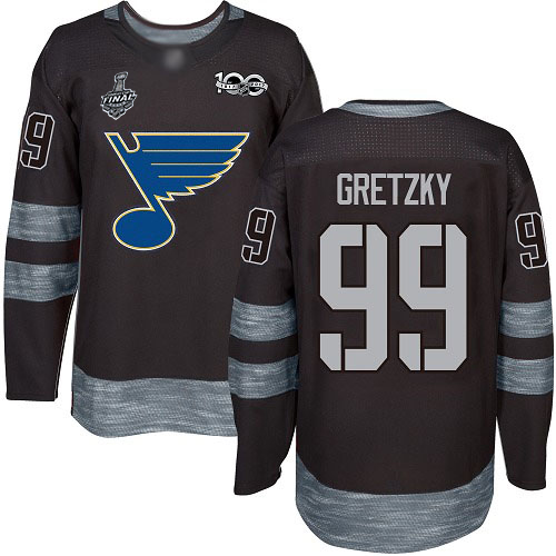 Blues #99 Wayne Gretzky Black 1917-2017 100th Anniversary Stanley Cup Final Bound Stitched Hockey Jersey