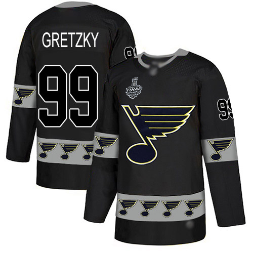 Blues #99 Wayne Gretzky Black Authentic Team Logo Fashion Stanley Cup Final Bound Stitched Hockey Jersey