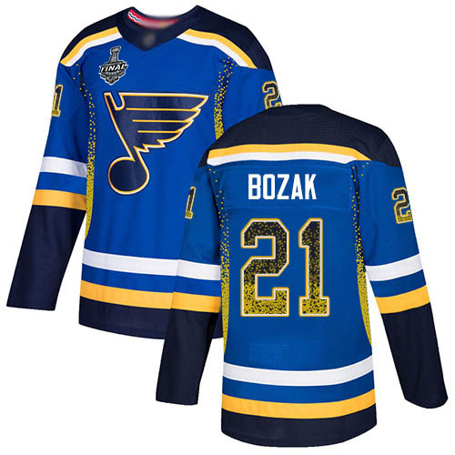 Blues #21 Tyler Bozak Blue Home Authentic Drift Fashion Stanley Cup Final Bound Stitched Hockey Jersey