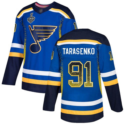 Blues #91 Vladimir Tarasenko Blue Home Authentic Drift Fashion Stanley Cup Final Bound Stitched Hockey Jersey