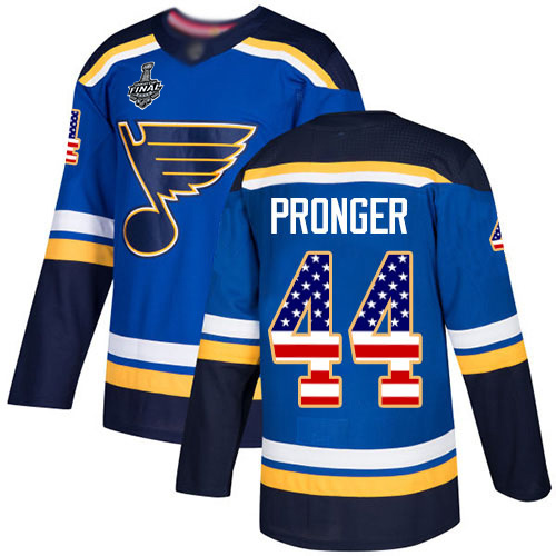 Blues #44 Chris Pronger Blue Home Authentic USA Flag Stanley Cup Final Bound Stitched Hockey Jersey - Click Image to Close