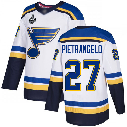 Blues #27 Alex Pietrangelo White Road Authentic Stanley Cup Final Bound Stitched Hockey Jersey