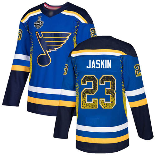 Blues #23 Dmitrij Jaskin Blue Home Authentic Drift Fashion Stanley Cup Final Bound Stitched Hockey Jersey