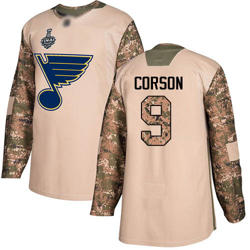 Blues #9 Shayne Corson Camo Authentic 2017 Veterans Day Stanley Cup Final Bound Stitched Hockey Jersey